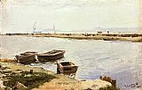 Joaquin Sorolla y Bastida Three Boats By A Shore painting